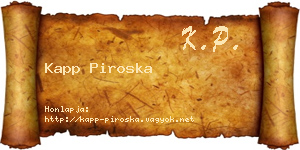 Kapp Piroska névjegykártya